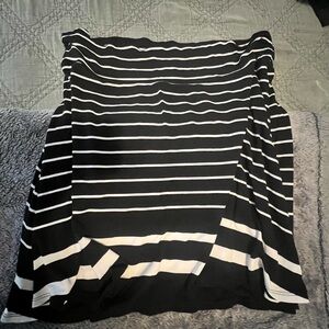 Black and White Striped Cotton Skirt